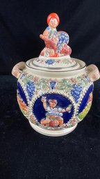 Traditional Gerz German Pottery Wine Punch Tureen With Figural Lid