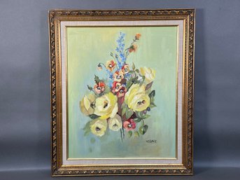 H.M. Daly, Original Oil On Canvas, Floral Still Life, Signed #2