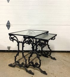 Metal Base And Glass Top Nesting Tables