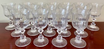 Small Bulbous Stemmed Water Glasses (16)