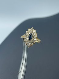 Stunning Sapphire & Multi Diamond Cocktail Ring In 14k Yellow Gold