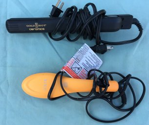 Gold Hot Ceramics Hair Straightener & Soleil Heated Hot Brush