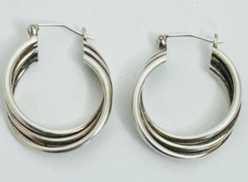 STERLING SILVER TRIPLE HOOP EARRINGS