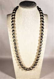 Contemporary Silver Plated Beaded Necklace 24' Long