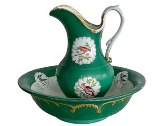 Antique Royal International China Wash Bowl & Water Pitcher