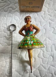 1930S Antique Tin Spinning Ballerina Toy & Box-Louis Marx & Co USA Made-working