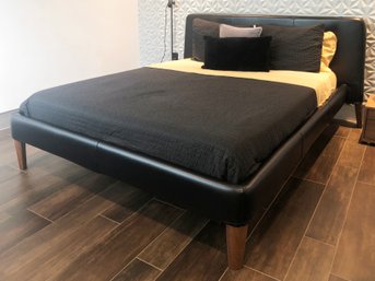 A Queen Platform Bedstead In Black Leather From Design Within Reach