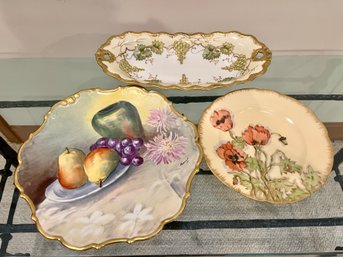 A Group Of Porcelain Platters - 2 Limoges Platters - Gilt Edging