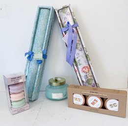 Collection Of (2) Scented Drawer Lines, 1 Jar Candle And 2 Candle Sets