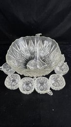 Cut Glass Punch Bowl Set