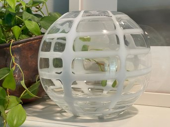 Handmade Spherical Glass Vase, Made In Poland