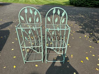 3  Green Metal Shelving