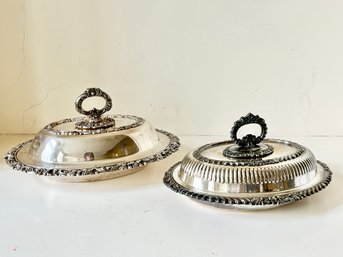 Pair Of Silverplate Victorian Oval  Serving Dish With Lids -