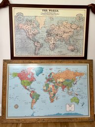 A Pair Of Map Of World Maps - One Vintage, One Contemporary