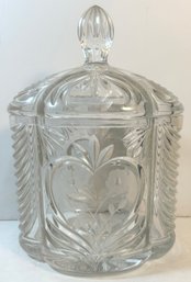 Marked Imperial Crystal Vintage Biscuit Jar With Lid