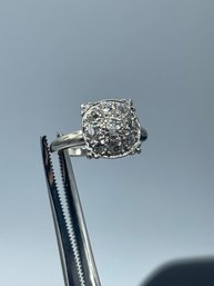 Amazing 9 Diamond Cluster Engagement Ring In 14k White Gold