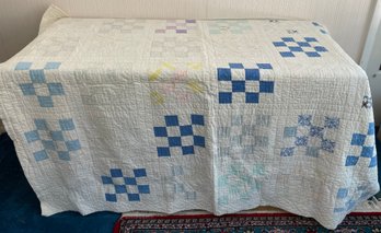 Antique Blue Checker Quilt 1