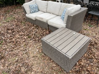 Outdoor Wicker Patio Couch And Side Table