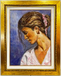 An Original Oil On Board Portrait, Signed Jeanne '05