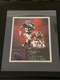 Tiki Barber Signed And Inscribed 11x14 Giants Framed Photo GTP