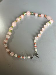 Pink And Green Beaded Necklace