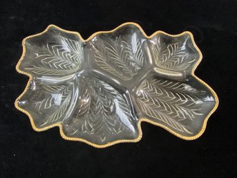 Jeannette Glass Venetian Feather Clear 6 Part Tray