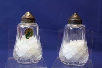 Set Of Two Signed Waterford Lismore Pattern Salt & Pepper Shakers - Made In Ireland