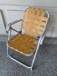 Fantastic Vintage Aluminum Web Lawn Chair - Harvest Gold