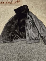 Reversible Black Leather & Fur Jacket