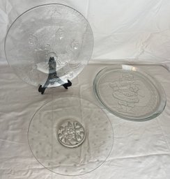 Three Glass Christmas Platters