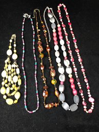 Set Of Beaded Stone Necklaces