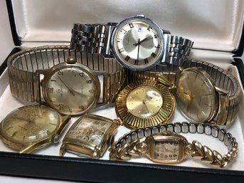 Very Nice Grouping Of Vintage Watches - HAMILTON - CROTON - WALTHAM - ELGIN & More PLUS Bucherer Pocket Watch