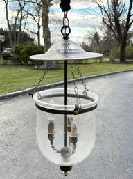A Beautiful Etched Glass Bell Jar Fixture