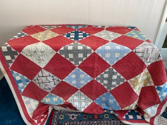 Antique Red Squares Quilt 3