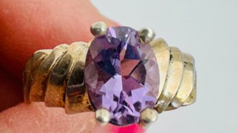 DESIGNER BADAVICI STERLING SILVER AMETHYST RING