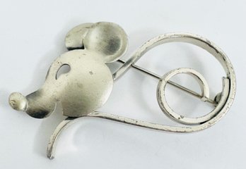 VINTAGE SIGNED BEAU STERLING SILVER MOUSE BROOCH