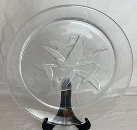 Glass Dish With Deeply Etched Birds