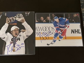 Lot Of 2 Derek Stepan New York Rangers Signed 11x14 Photos