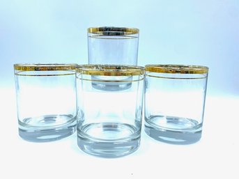 Set Of 4 Gold Trimmed Italian Rocks Glasses