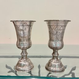 A Pair Of Sterling Kiddush Cups - Engraved