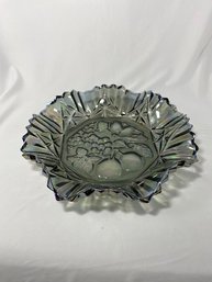 Vintage Indiana Glass Smoked Carnival Pioneer With Intaglio Fruit Center Large Flat Bowl