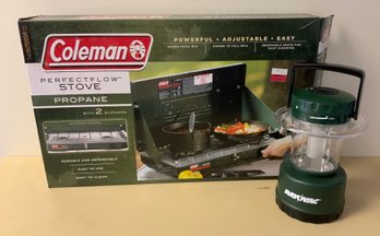 Coleman Camping Perfect Flow Stove & Ray O Vac Lantern (A)