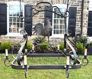 A Vintage French Wrought Iron Chandelier - Chanticleer Themed