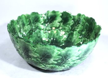 Large Italian Vietri Majolica Leaf Formed Salad Serving Bowl