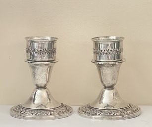 Alvin Sterling Candlestick Holders With Removable Inserts