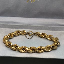 Gorgeous All 18K Yellow Gold Rope Bracelet - 8' Long - Very Nice Textured Finish - 11.6 Dwt Or 18.0 Grams