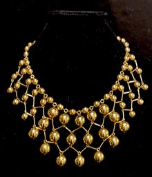 Signed Graziano Golden Ball Bib Necklace