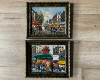 Two Parisienne Street Scenes On Canvas