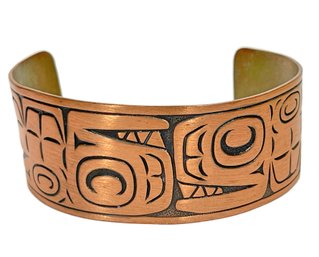 Fine Solid Copper North West Coast Cuff Bracelet Inuit Design