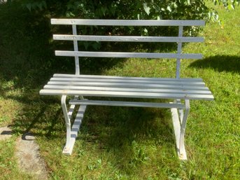 White Slatted Bench